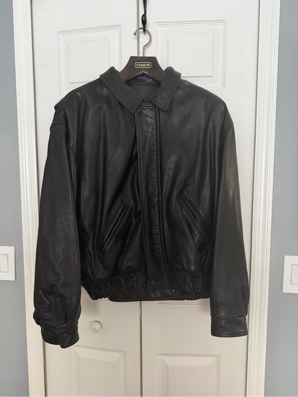 Coach Black Leather Vintage 90s Bomber Jacket